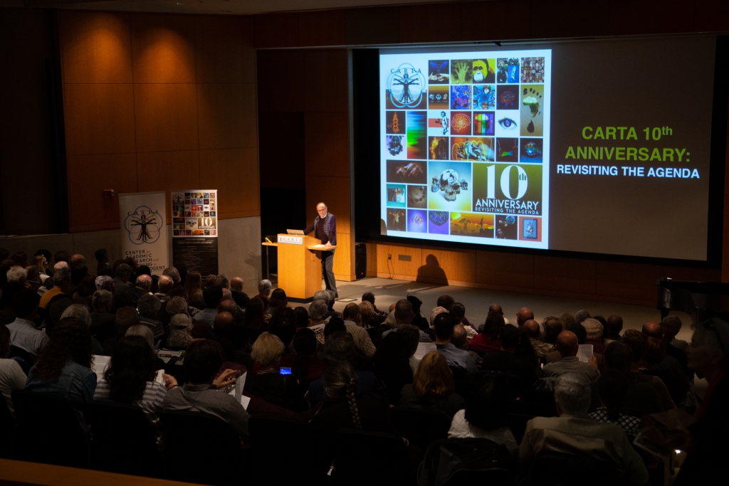 Salk Institute President and CARTA Co-Director Fred (Rusty) Gage giving the Welcome at the CARTA 10th Anniversary Symposium